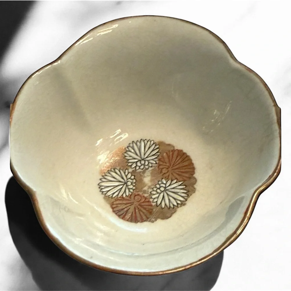 Japanese Kutani Tea Pourer Bowl With Set of Decorative Ceramic Tea Cups Vintage - Picture 5 of 9